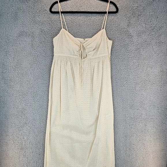 Rebecca Taylor Beige/Cream Lyra Embroidered cutout Midi dress Sz  10 Eyelets - Picture 4 of 16